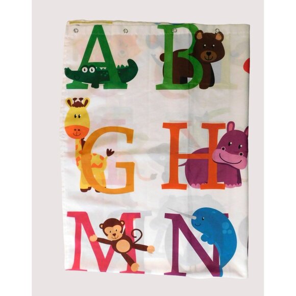 Other - Kids Alphabet Numbers Shower Curtain 71 x 71 Animals ABC Colorful White Cute